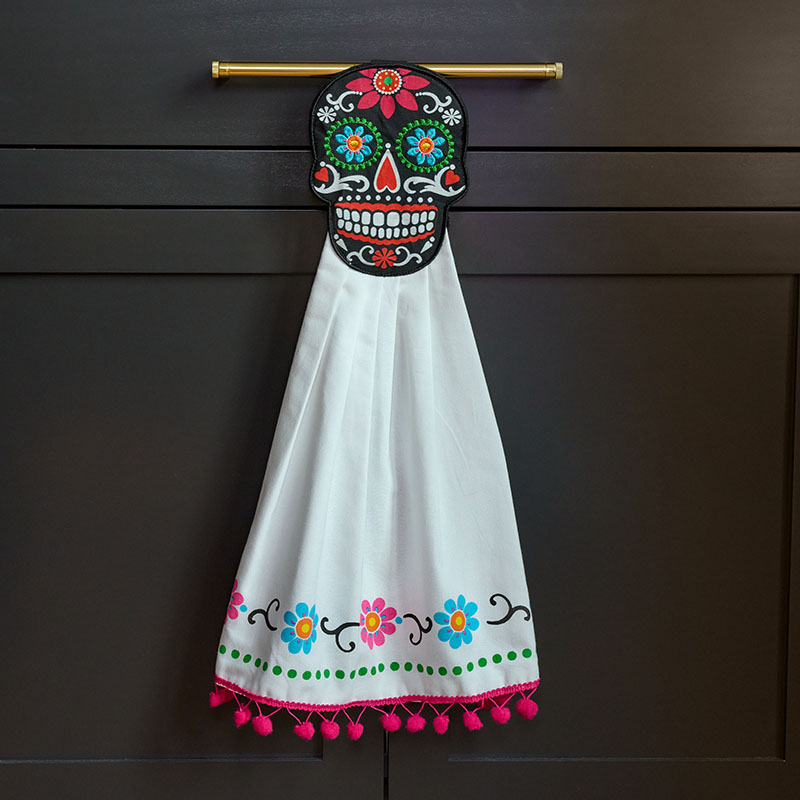 Sugar Skull Tie Towel Cracker Barrel