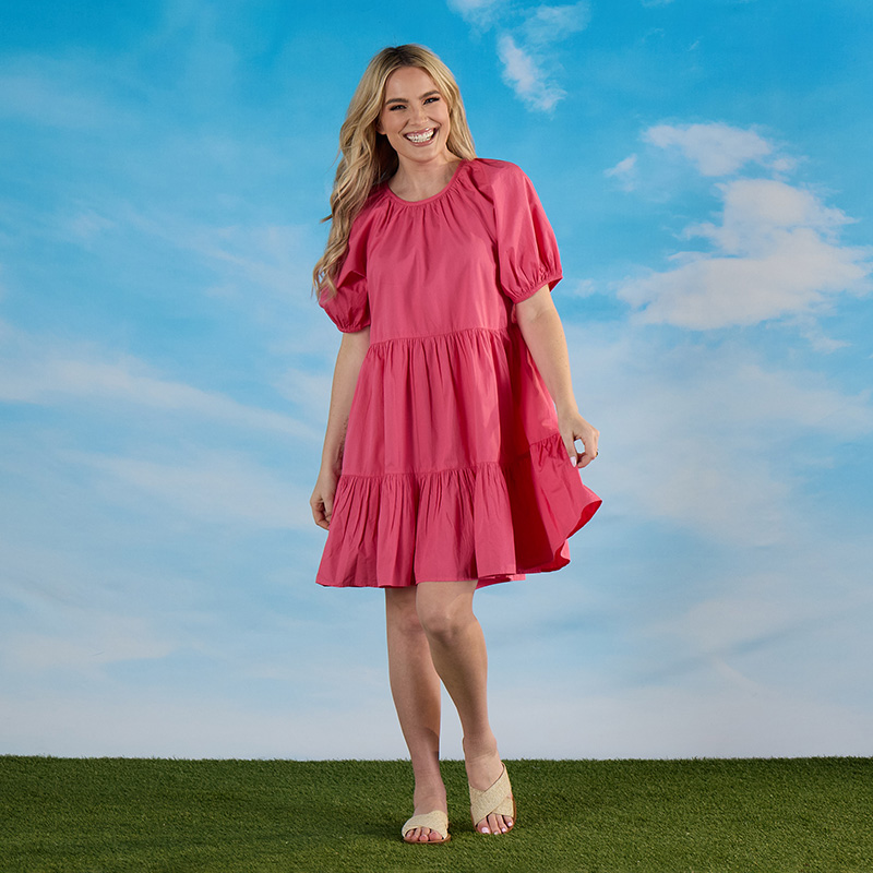 Pink Tiered Bow Back Dress - Cracker Barrel
