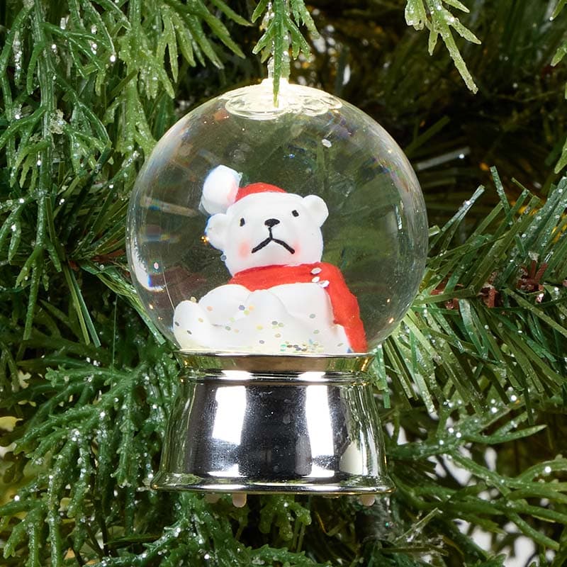 Polar Bear Glitter Globe Ornament Cracker Barrel