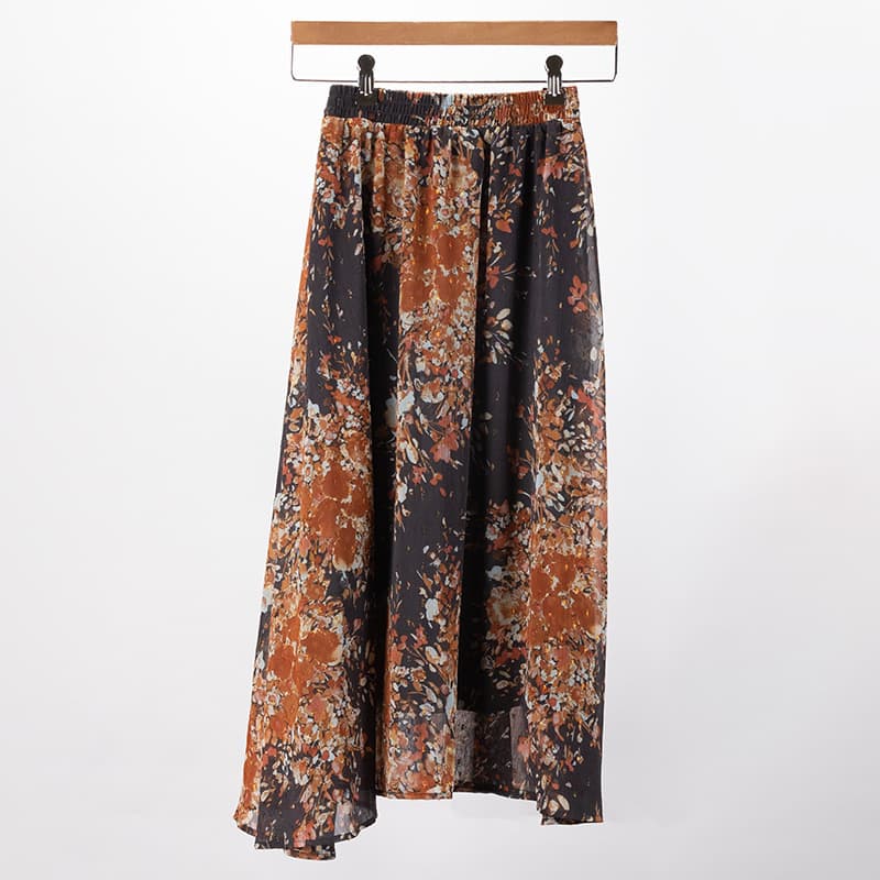 Autumn Floral Print Gray Skirt - Cracker Barrel