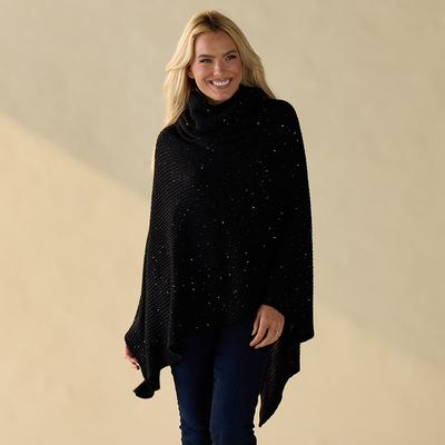 Black Sequin Sweater Poncho