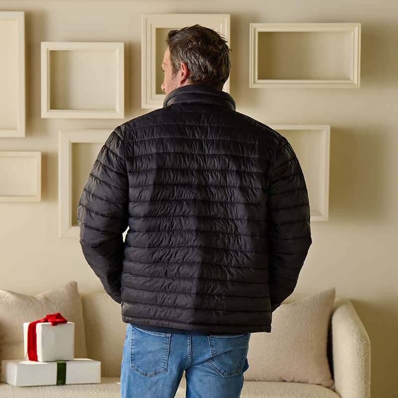 Packable Quilted Black Jacket Cracker Barrel