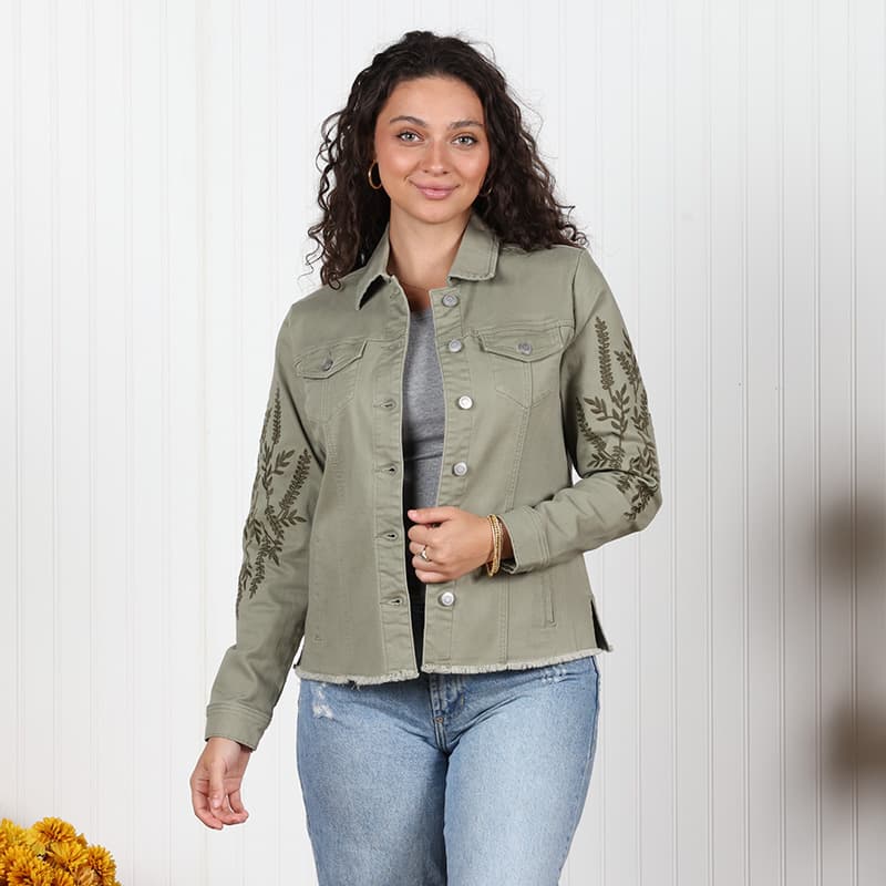 Olive Embroidered Jacket Cracker Barrel