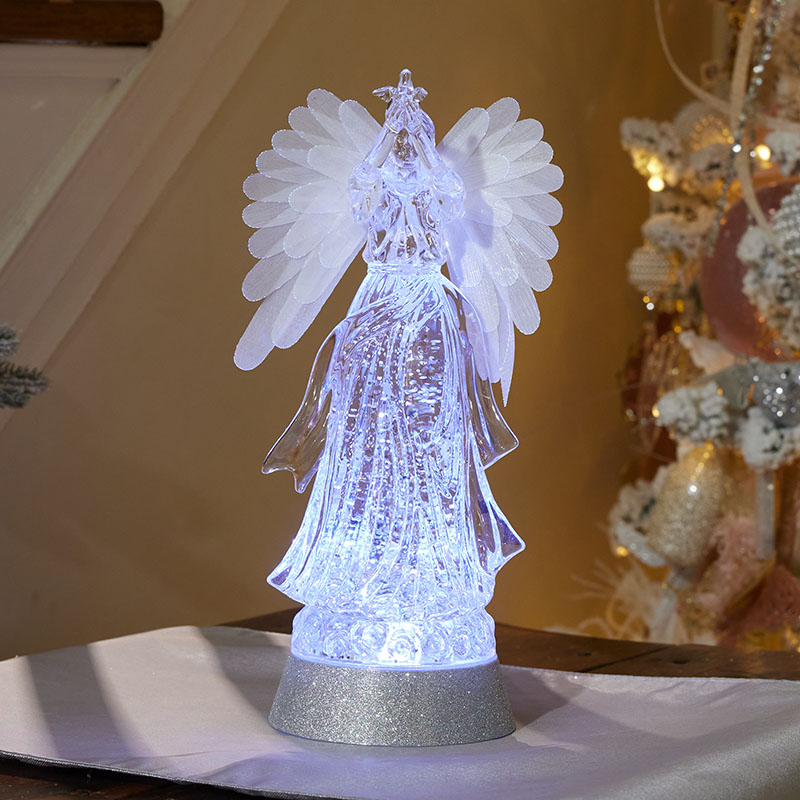 Fiber Optic Angel Glitter Globe Cracker Barrel