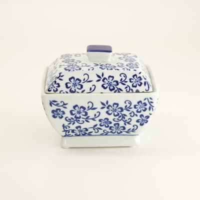 Blue Ceramic Trinket Dish with Lid