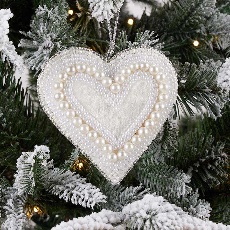 Pearl Beaded Heart Ornament - Cracker Barrel