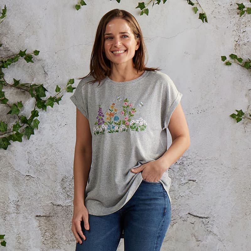 Floral Embroidered Tee - Cracker Barrel