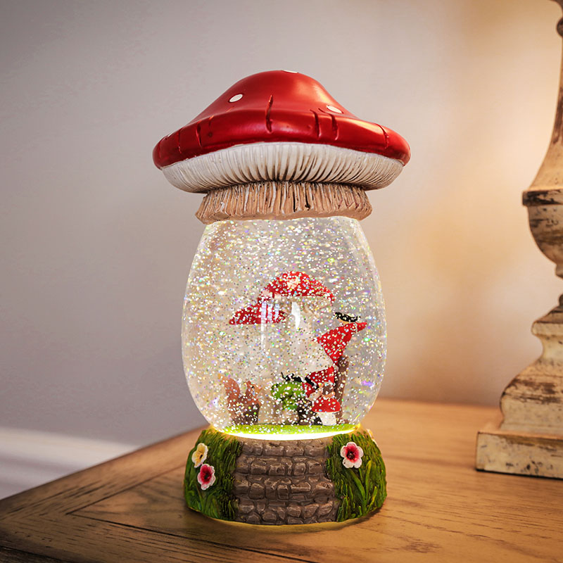 Mushroom Gnome Glitter Globe Cracker Barrel