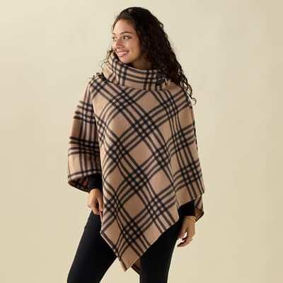 Tan Plaid Poncho