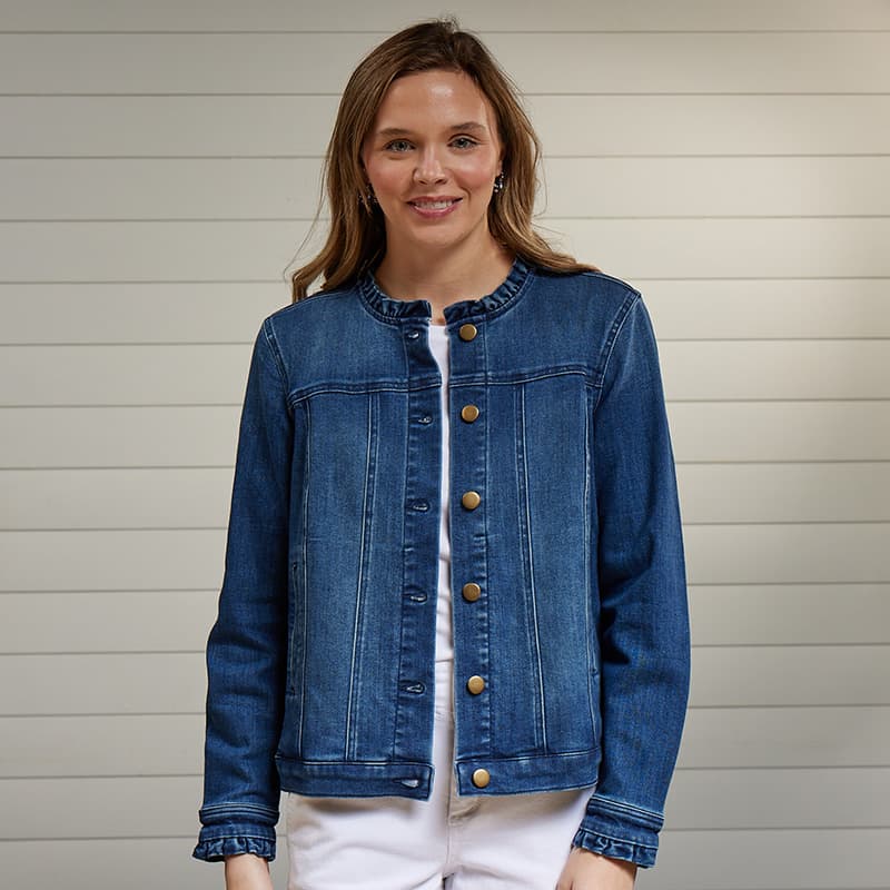 Ruffle Collar Jean Jacket - Cracker Barrel