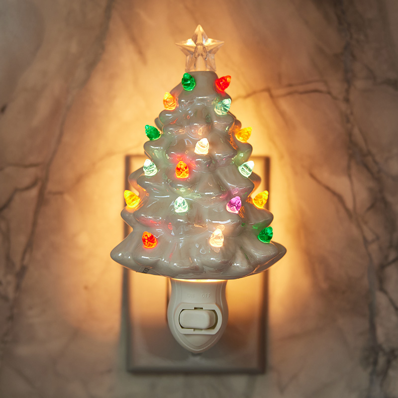 Ceramic Christmas Tree Night Light Cracker Barrel