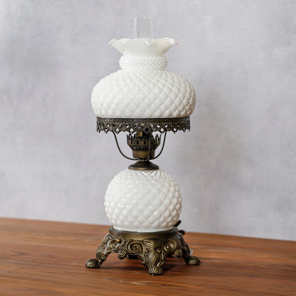 White Hobnail Glass Hurricane Lamp Cracker Barrel