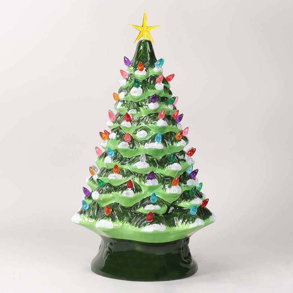 Gold Ceramic Christmas Tree Accent Light - Cracker Barrel