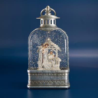 Nativity Lantern Glitter Globe