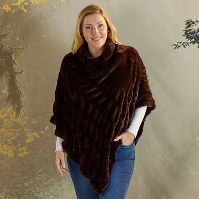 Tan Faux Fur Poncho