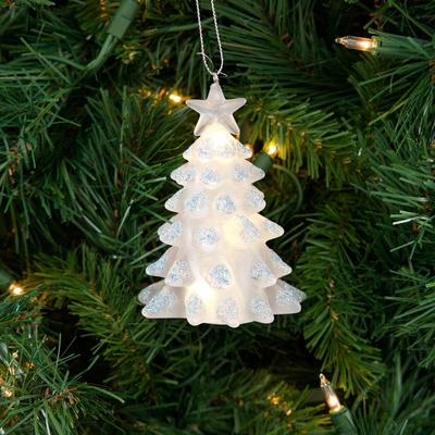 Blue Glitter Light Up Tree Ornament