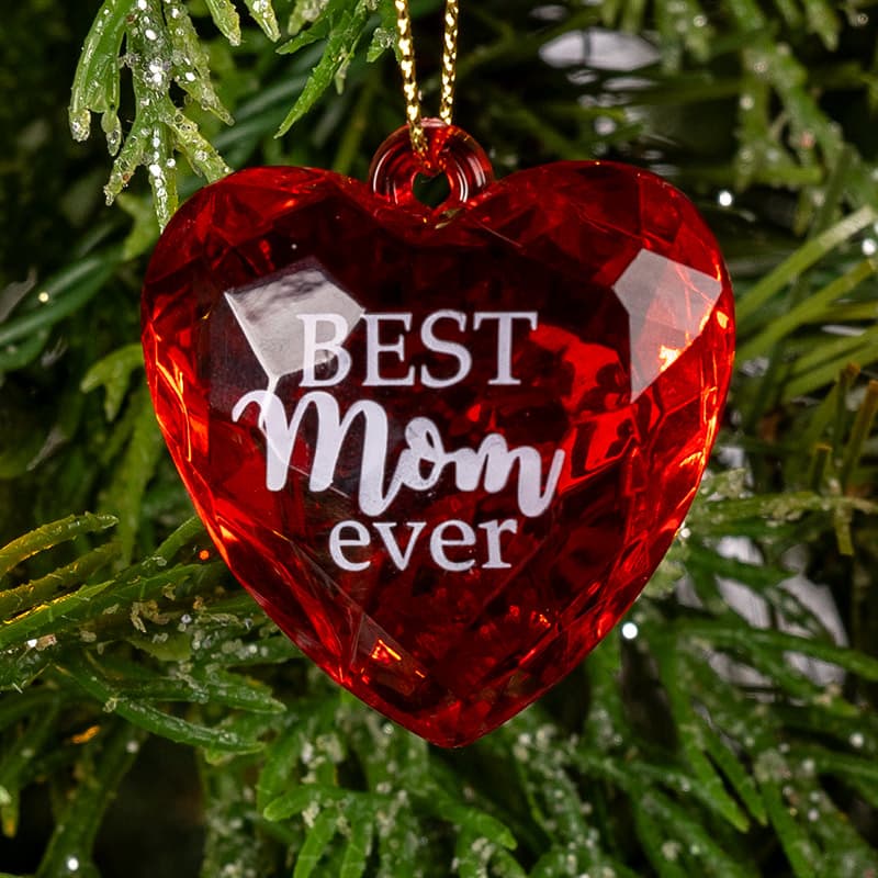 Best Mom Ever Acrylic Heart Ornament Cracker Barrel