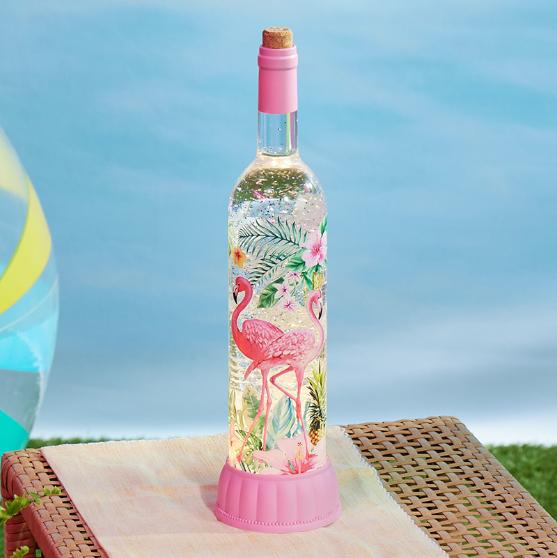 Flamingo Bottle Glitter Globe Cracker Barrel