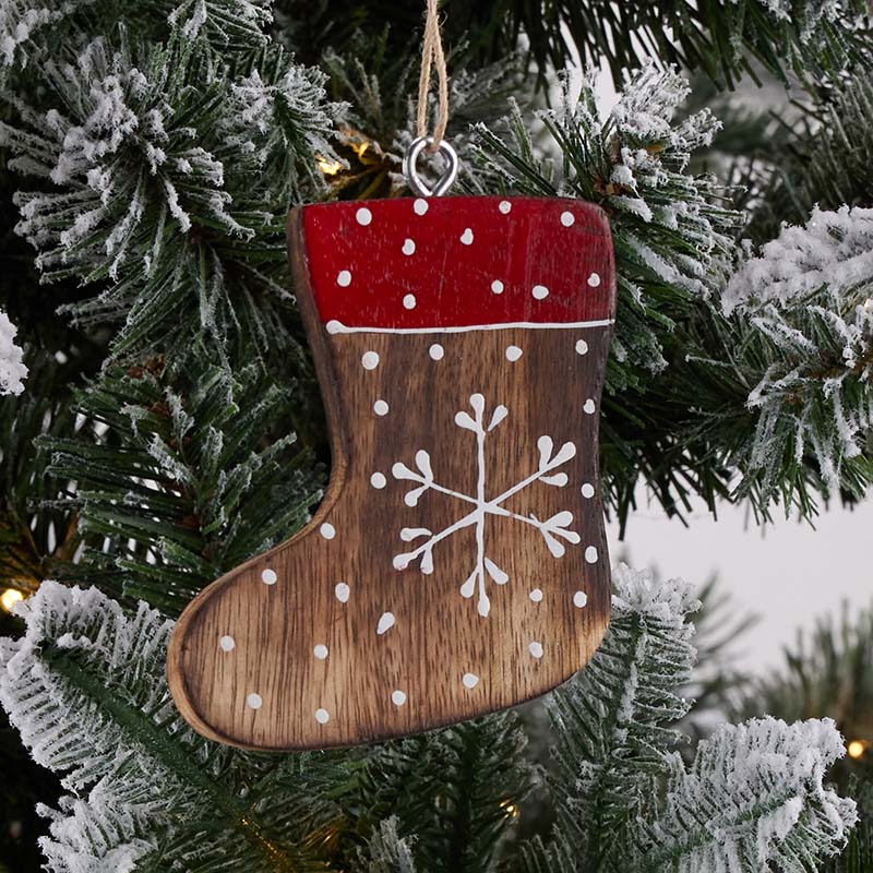 Handpainted Wooden Stocking Ornament - Cracker Barrel