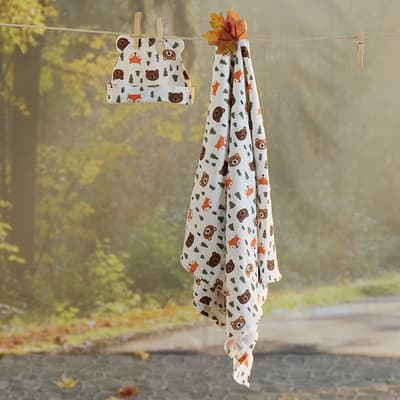 Infant Wild Life Swaddle and Hat Set