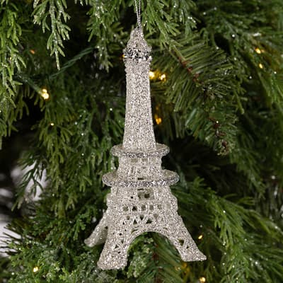 Silver Glitter Eiffel Tower Ornament