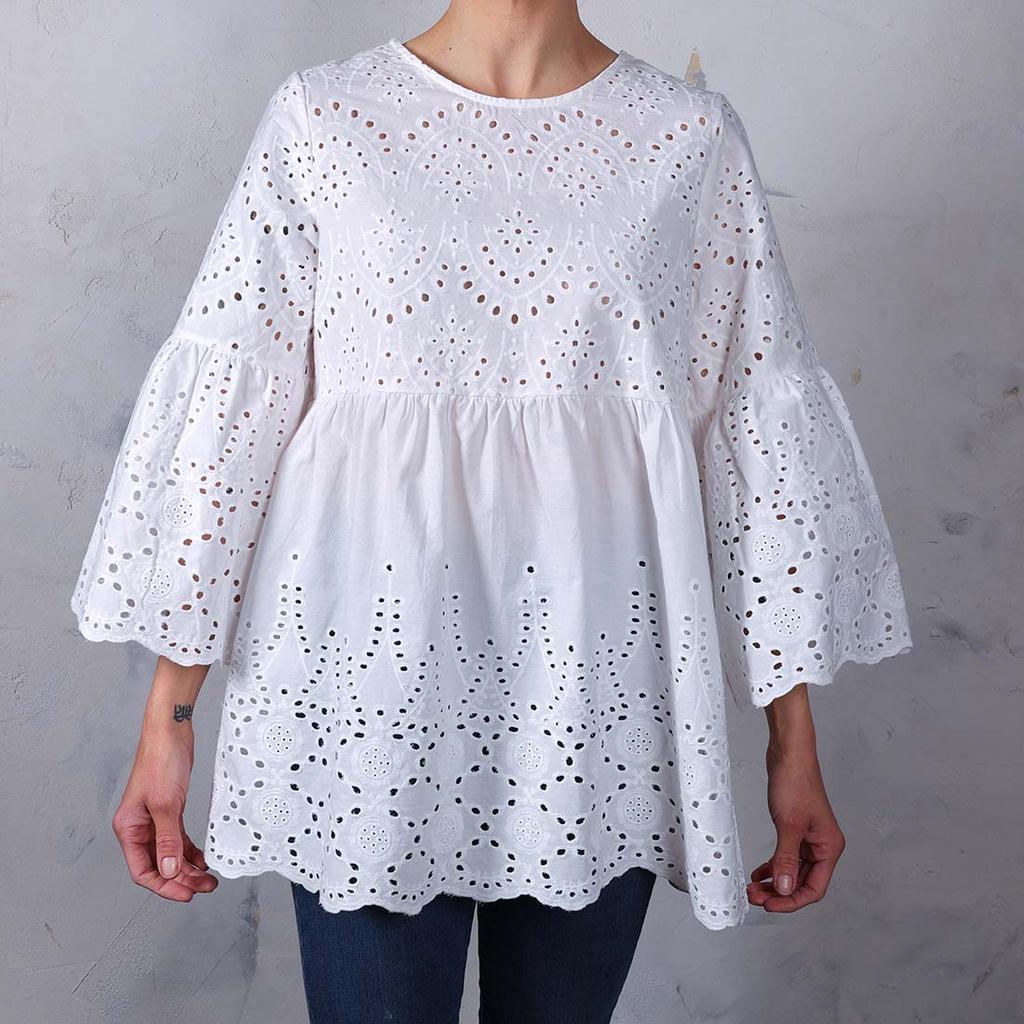 トップス Eyelet Jersey Jacquard Top - white Spring Garden Top In Eyelet For Women | J.Crew