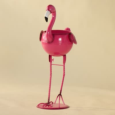 Metal Flamingo Planter