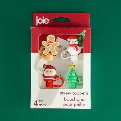 Christmas Straw Toppers Set Of 4