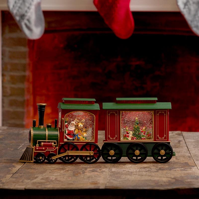 Santa's 2 Piece 2024 Train Christmas Glitter Globe