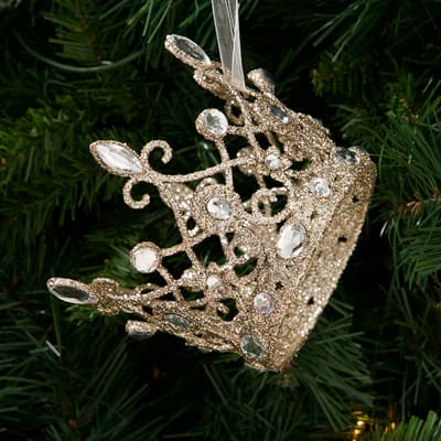 Gold Glitter Crown Ornament
