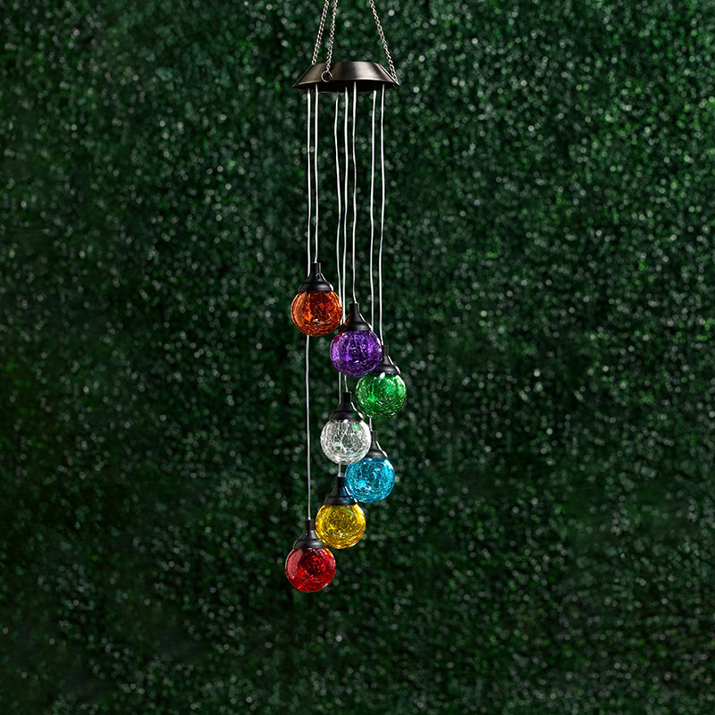 Solar Cracked Glass Ball Wind Chime Cracker Barrel