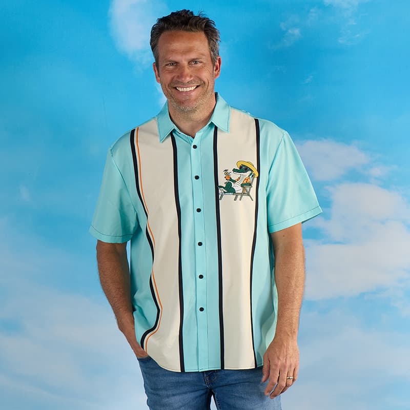 Retro Bowling Alligator Green Shirt - Cracker Barrel