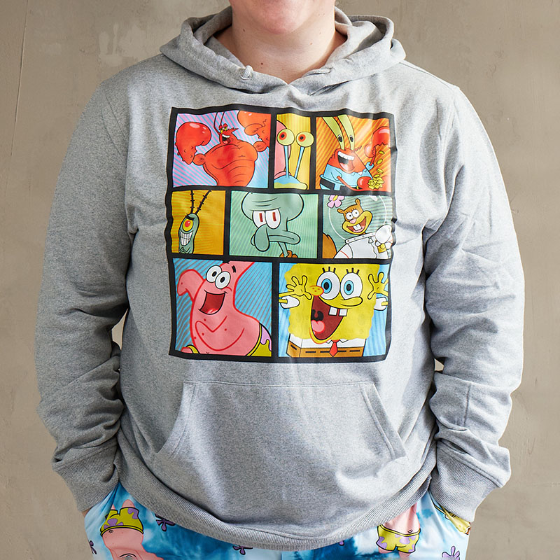 SpongeBob Gang Gray Hoodie Cracker Barrel
