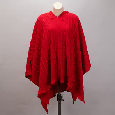 Red Textured Knit Wrap