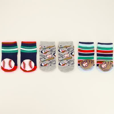 3 Pack Baseball Rattle Sock Set