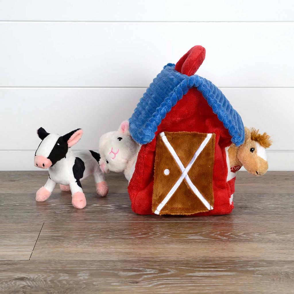 Plush barn with store animals