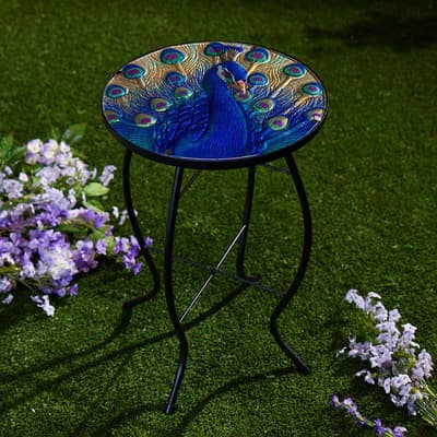 Glass Peacock Side Table