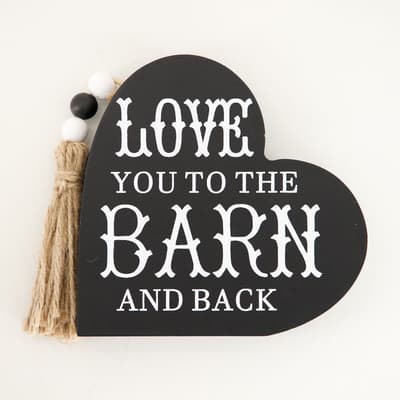 Barn and Back Heart Shaped Block Sign