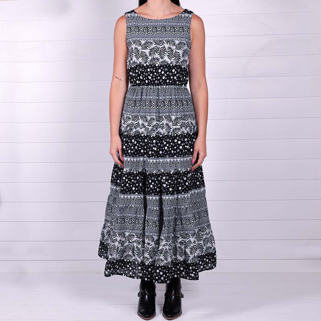 Monochrome Mix Maxi Dress Cracker Barrel