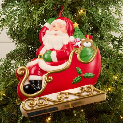 LED Santa In Sleigh Blow Mold Ornament