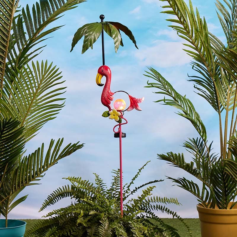 Solar Flamingo Windmill Yard Stake Cracker Barrel