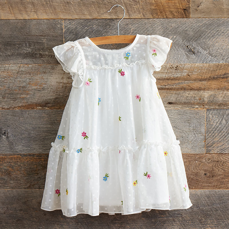Toddler Clip Dot Embroidered Flower Dress - Cracker Barrel