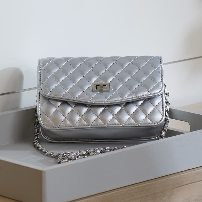 Silver Quilted Crossbody Bag Cracker Barrel