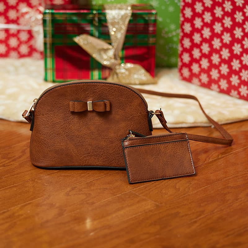 Brown Bow Dome Crossbody and Wallet Set Cracker Barrel