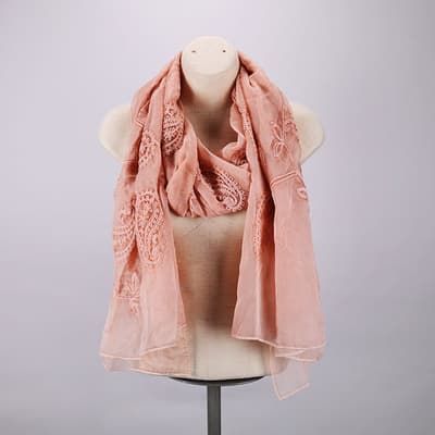 Blush Paisley Embroidered Scarf