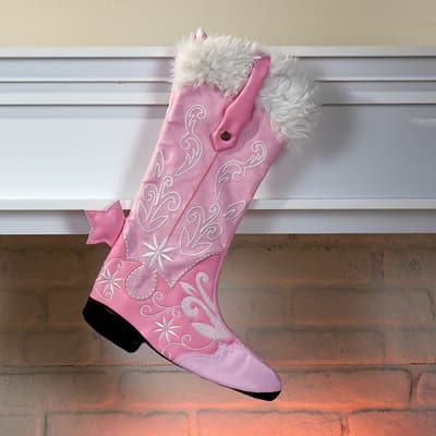 Pink Cowboy Boot Stocking