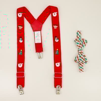 Embroidered Icon Suspender and Bowtie Set