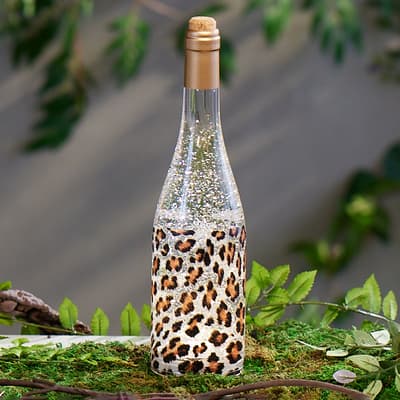 Cheetah Print Bottle Glitter Globe