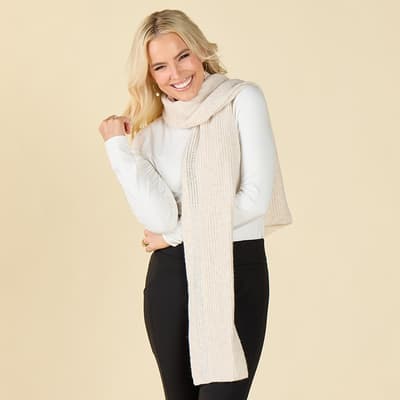 Bling Rows Ivory Knitted Scarf