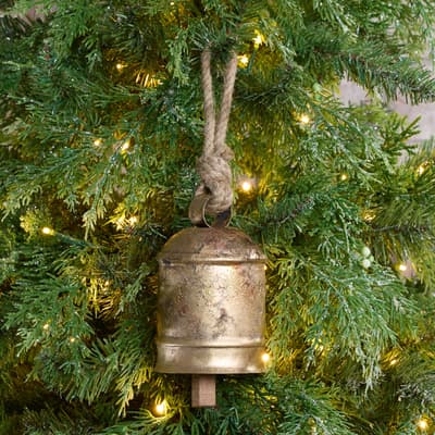 Small Antiqued Gold Bell Ornament